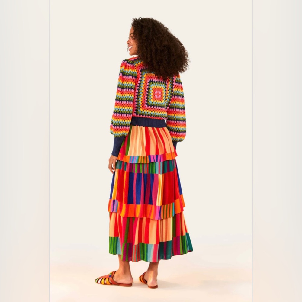 NWT Farm Rio Sunset Stripes Crochet Sweater - Picture 3 of 9